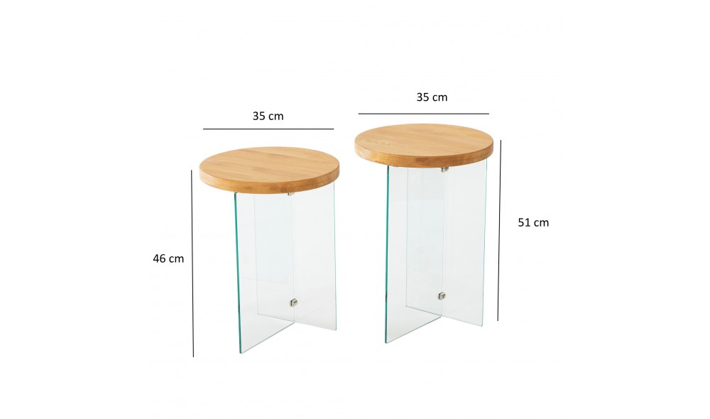 Set masuta de cafea Serenity 2 - Stejar, Transparent