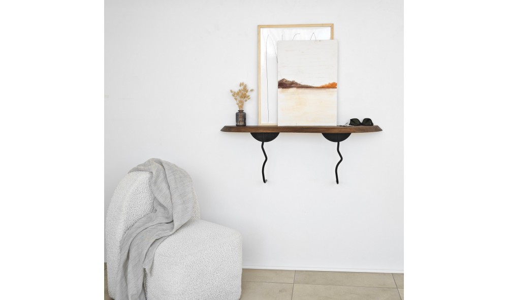 Raft de perete Lierre - Negru, Nuc