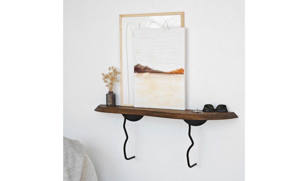 Raft de perete Lierre - Negru, Nuc