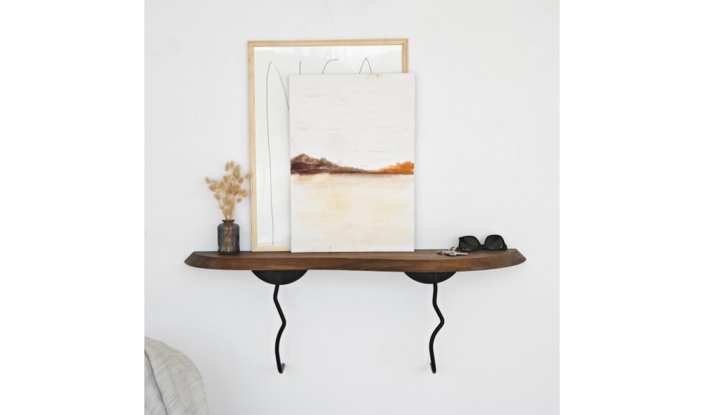 Raft de perete Lierre - Negru, Nuc