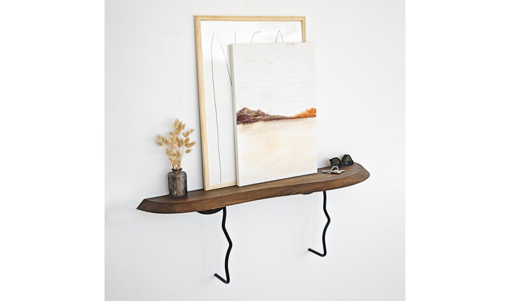 Raft de perete Lierre - Negru, Nuc