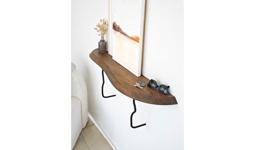 Raft de perete Lierre - Negru, Nuc