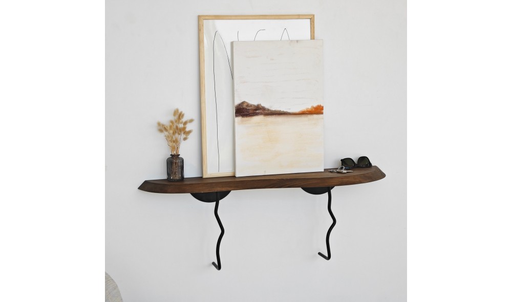 Raft de perete Lierre - Negru, Nuc