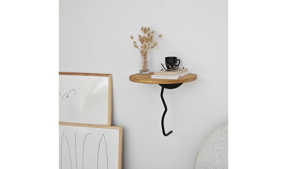 Raft de perete Leu - Negru, Stejar