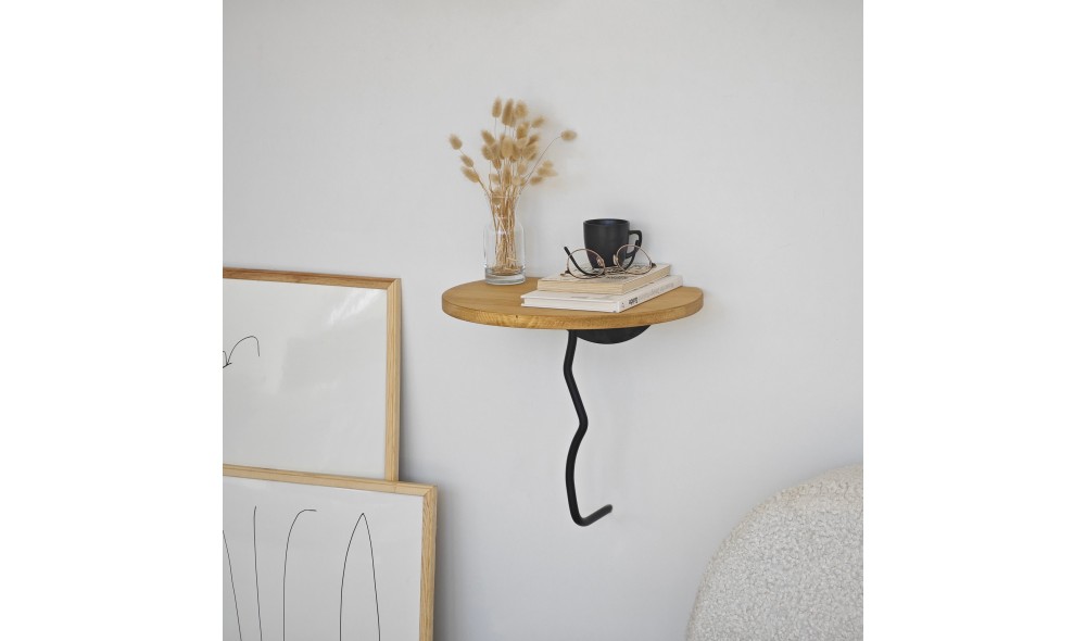 Raft de perete Leu - Negru, Stejar