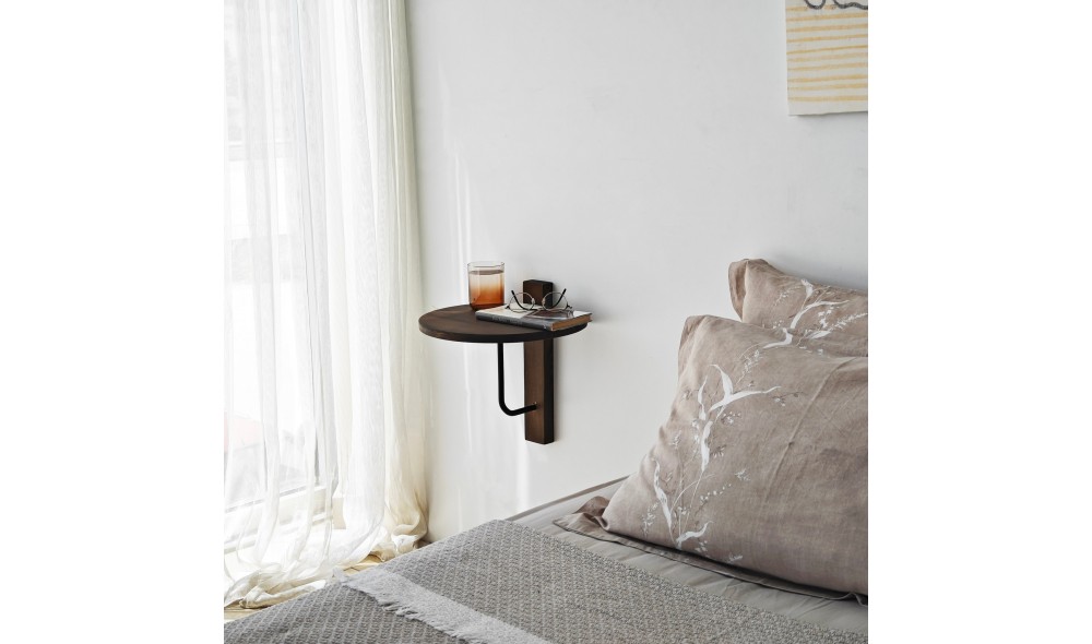 Raft de perete Reve - Negru, Nuc