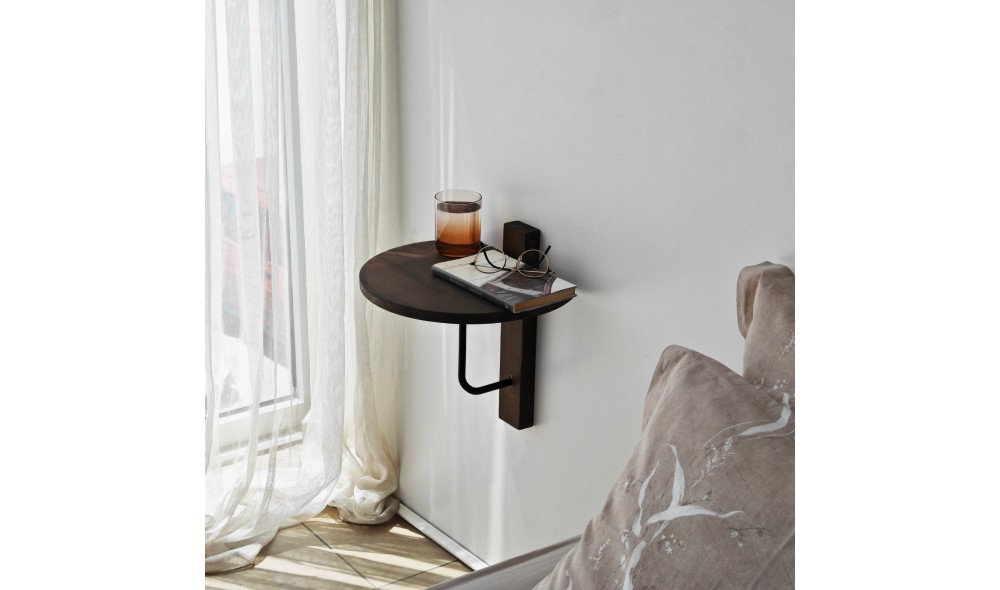 Raft de perete Reve - Negru, Nuc