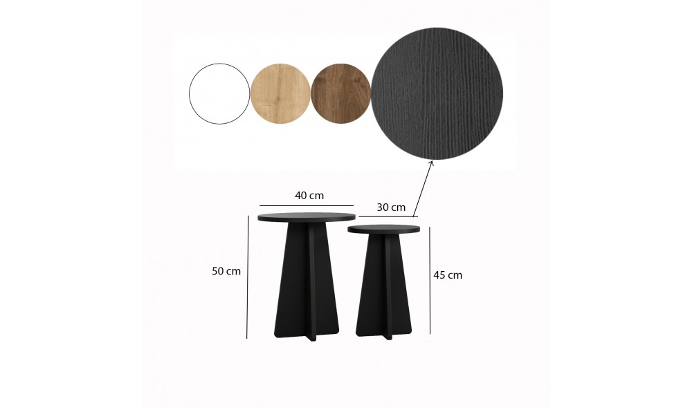 Set masuta de cafea Ciuperca - Neagra