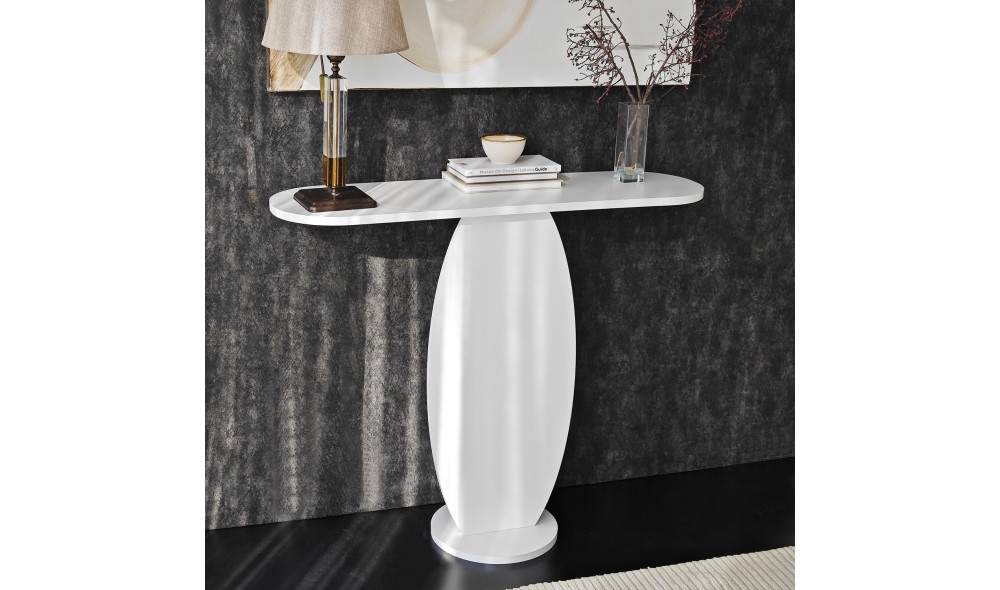 Comoda, Ellittica, Alb, 100 x 81 x 30 cm