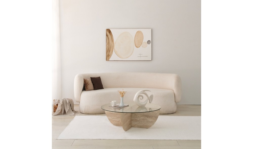 Masuta de cafea, Lily, Travertin, 90 x 30 x 90 cm