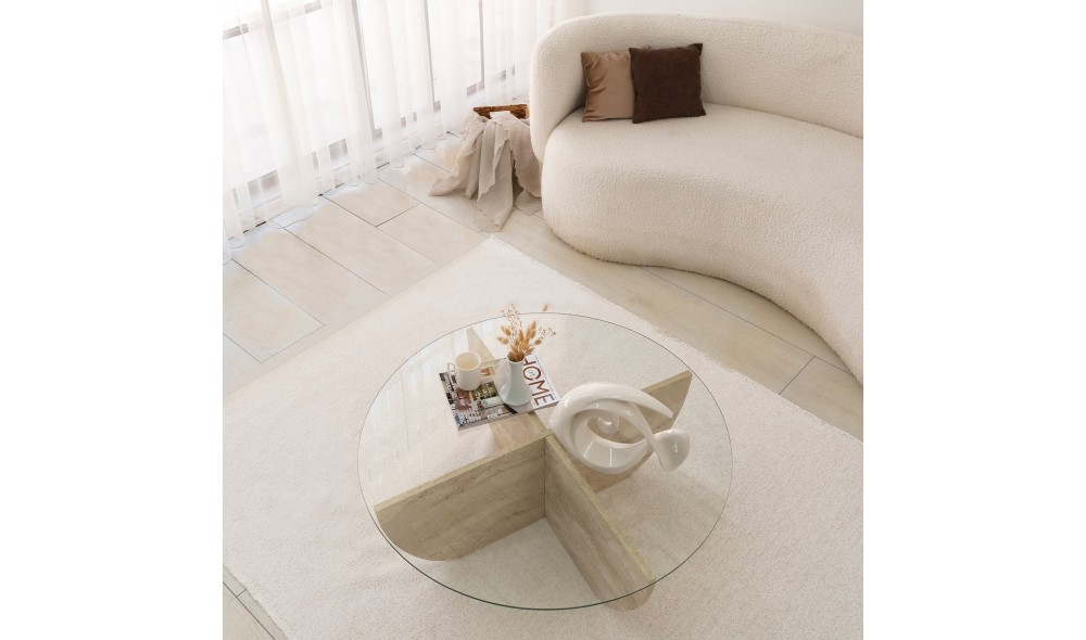 Masuta de cafea, Lily, Travertin, 90 x 30 x 90 cm