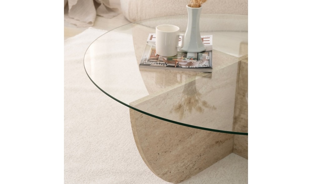 Masuta de cafea, Lily, Travertin, 90 x 30 x 90 cm