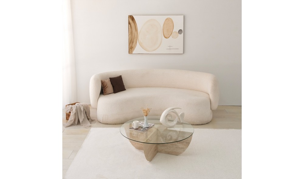 Masuta de cafea, Lily, Travertin, 90 x 30 x 90 cm