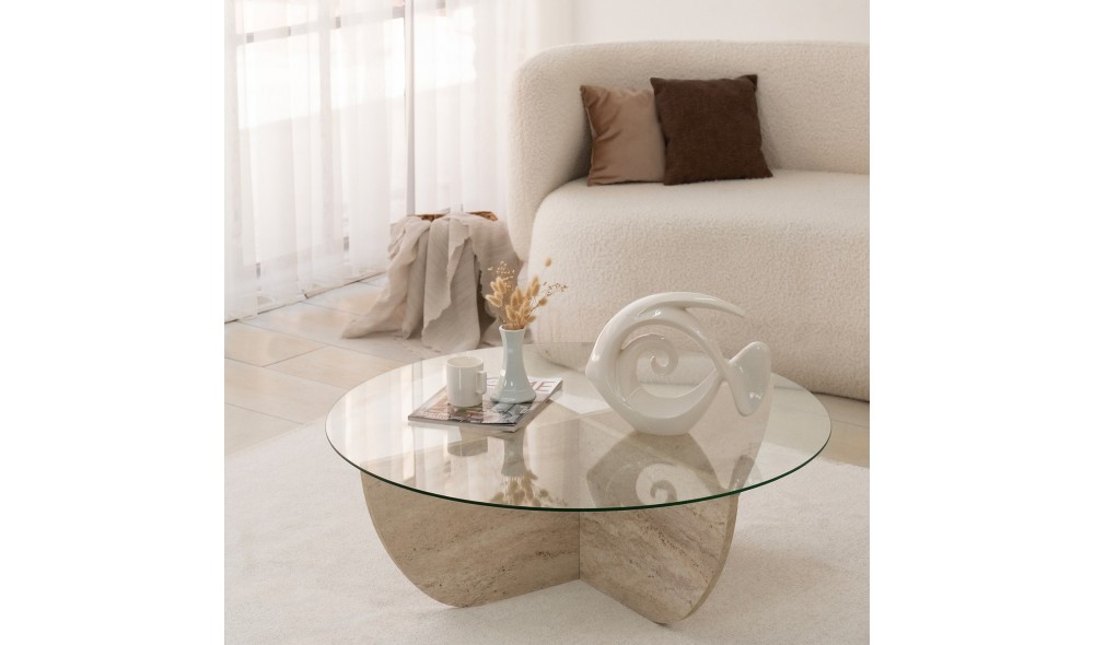 Masuta de cafea, Lily, Travertin, 90 x 30 x 90 cm