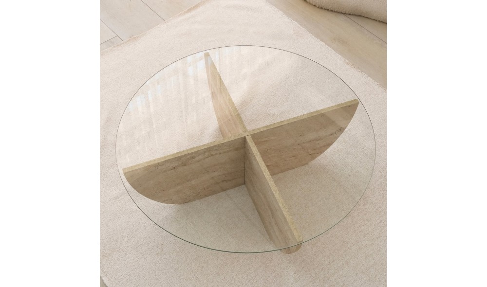 Masuta de cafea, Lily, Travertin, 90 x 30 x 90 cm