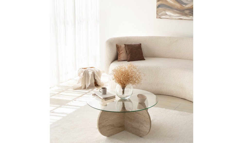 Masuta de cafea, Bubble, Travertin, 75 x 35 x 75 cm