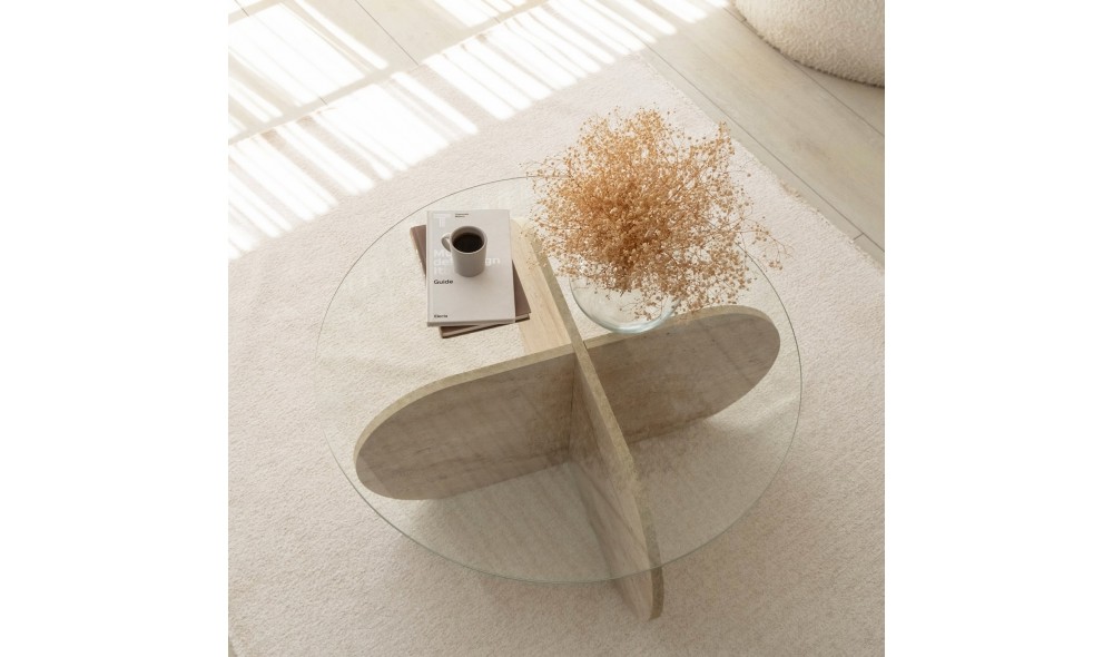 Masuta de cafea, Bubble, Travertin, 75 x 35 x 75 cm