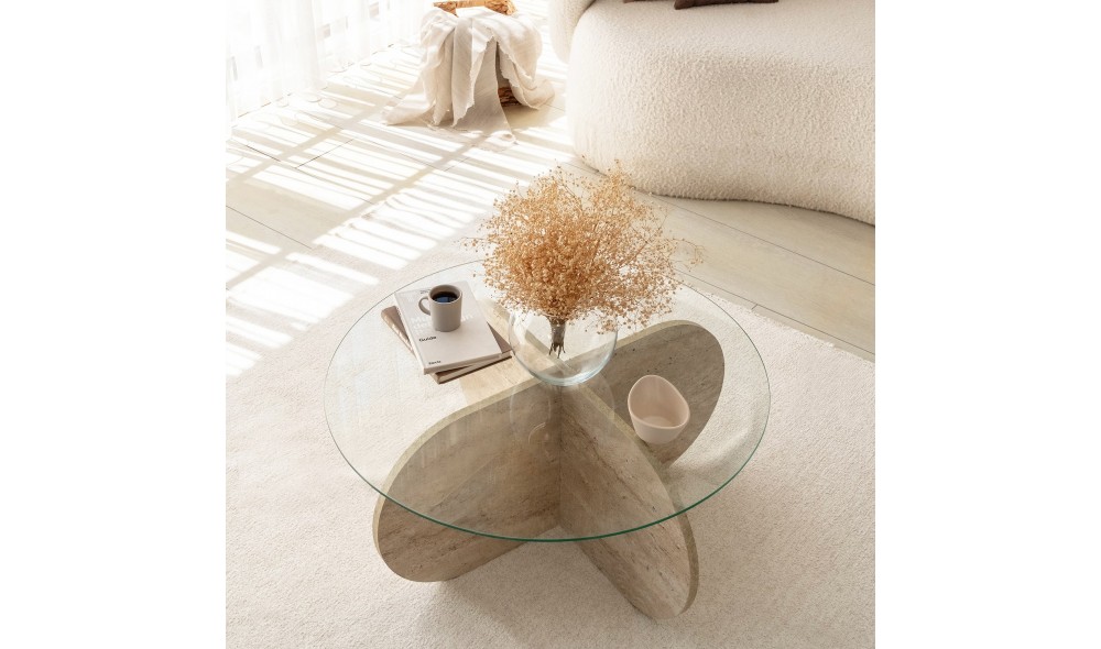 Masuta de cafea, Bubble, Travertin, 75 x 35 x 75 cm