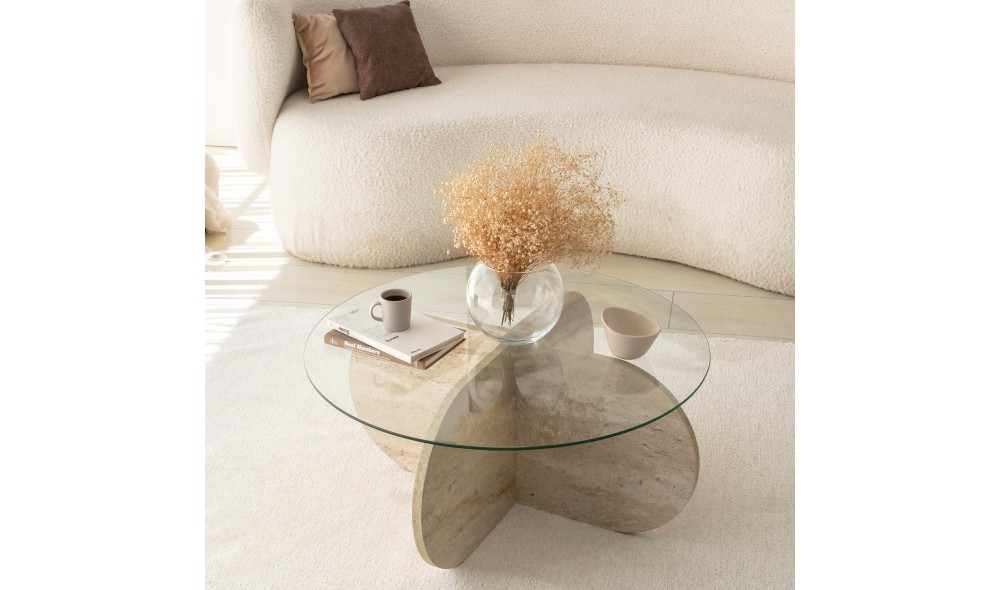 Masuta de cafea, Bubble, Travertin, 75 x 35 x 75 cm