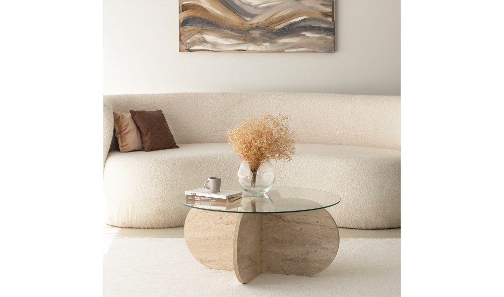 Masuta de cafea, Bubble, Travertin, 75 x 35 x 75 cm