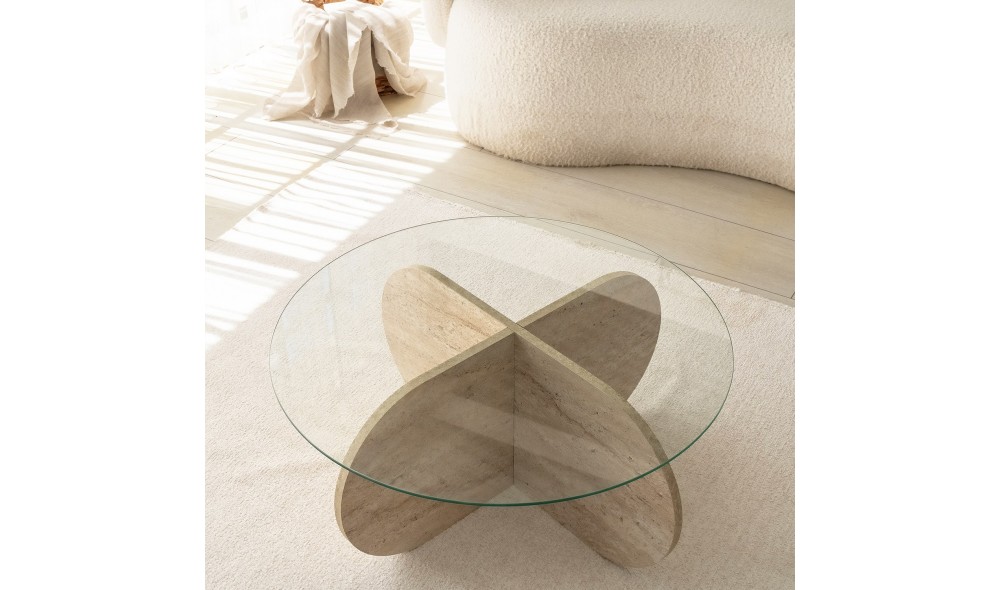 Masuta de cafea, Bubble, Travertin, 75 x 35 x 75 cm