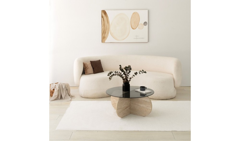 Masuta de cafea, Bubble, TravertinFum, 75 x 35 x 75 cm