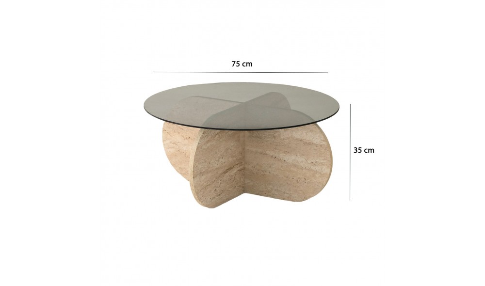 Masuta de cafea, Bubble, TravertinFum, 75 x 35 x 75 cm