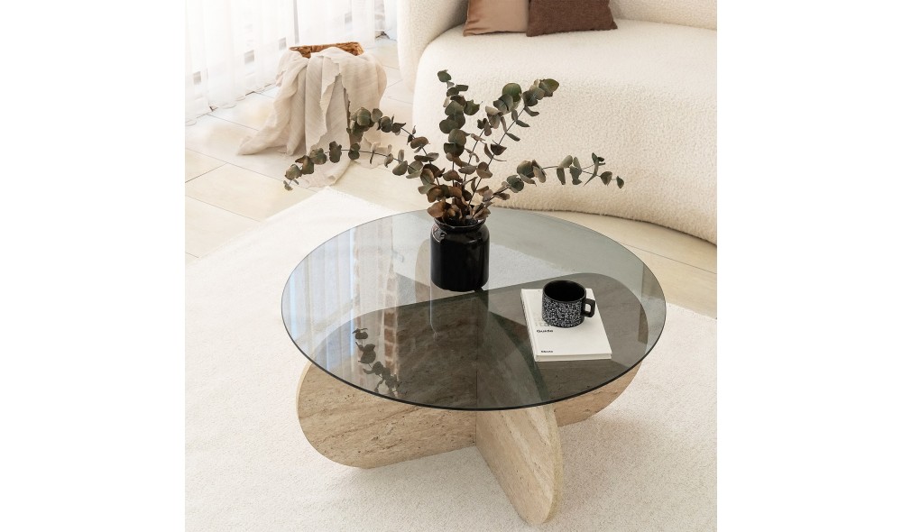 Masuta de cafea, Bubble, TravertinFum, 75 x 35 x 75 cm