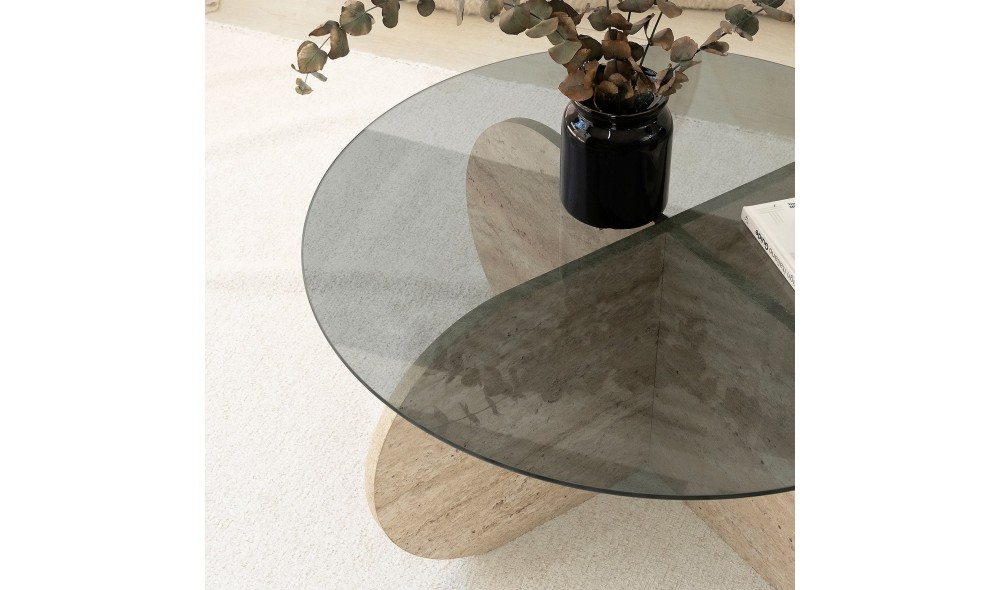 Masuta de cafea, Bubble, TravertinFum, 75 x 35 x 75 cm