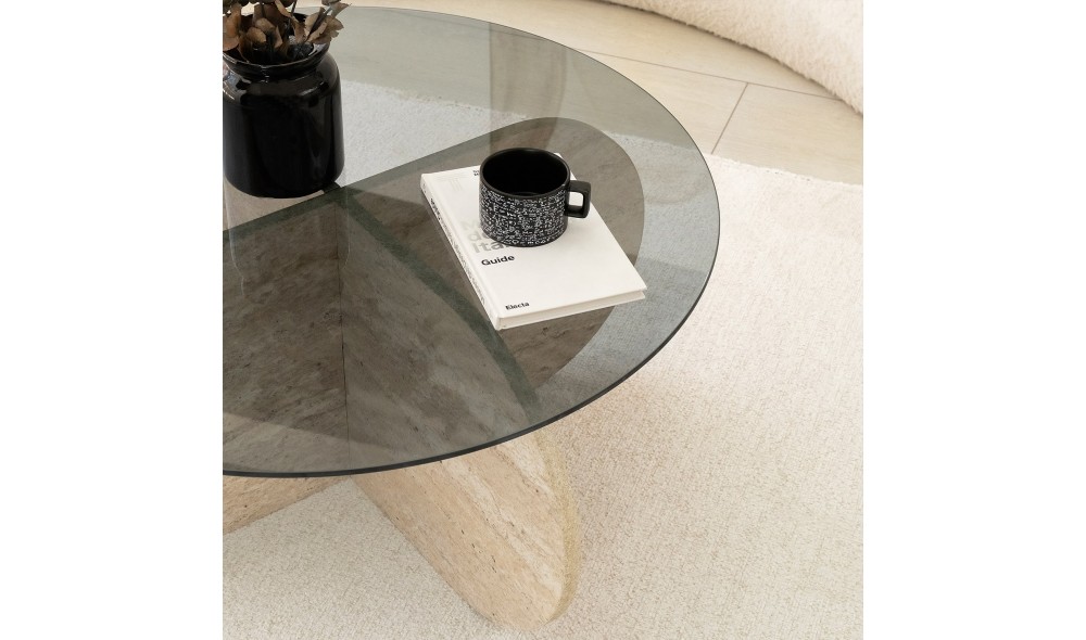 Masuta de cafea, Bubble, TravertinFum, 75 x 35 x 75 cm