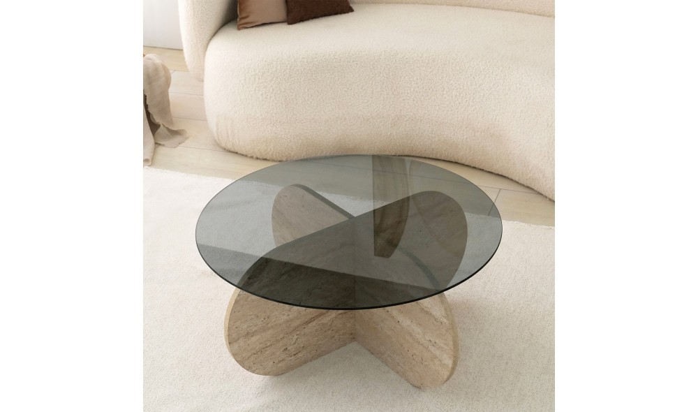 Masuta de cafea, Bubble, TravertinFum, 75 x 35 x 75 cm