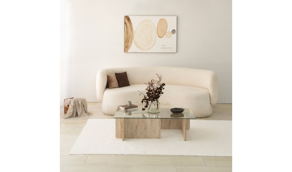 Masuta de cafea, Escape, Travertin, 105 x 30 x 65 cm