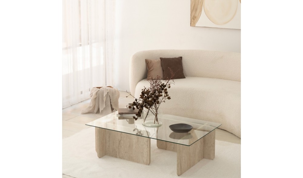 Masuta de cafea, Escape, Travertin, 105 x 30 x 65 cm