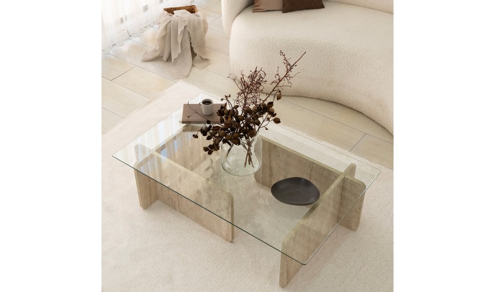 Masuta de cafea, Escape, Travertin, 105 x 30 x 65 cm