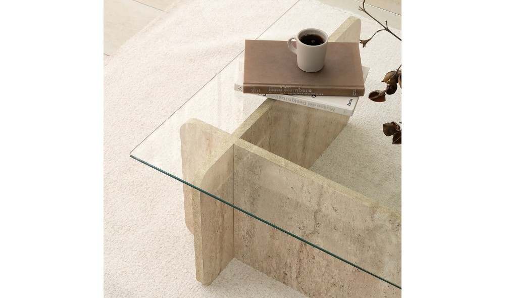 Masuta de cafea, Escape, Travertin, 105 x 30 x 65 cm