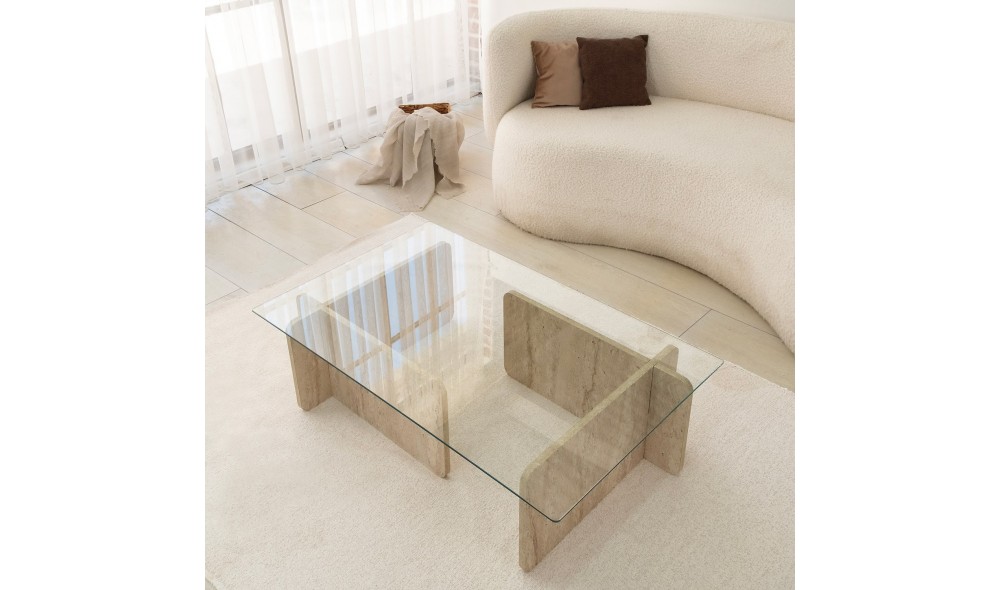 Masuta de cafea, Escape, Travertin, 105 x 30 x 65 cm