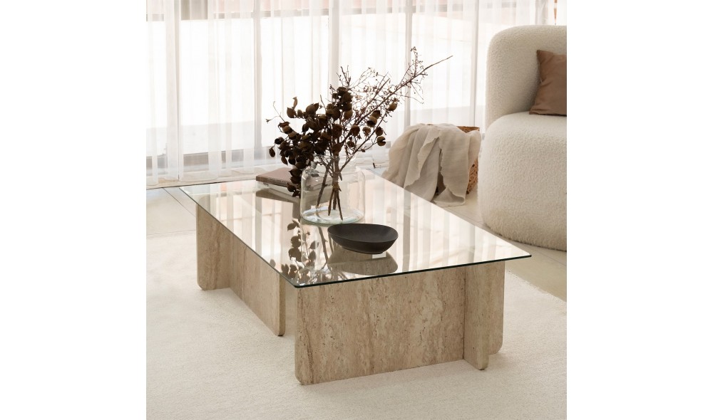 Masuta de cafea, Escape, Travertin, 105 x 30 x 65 cm