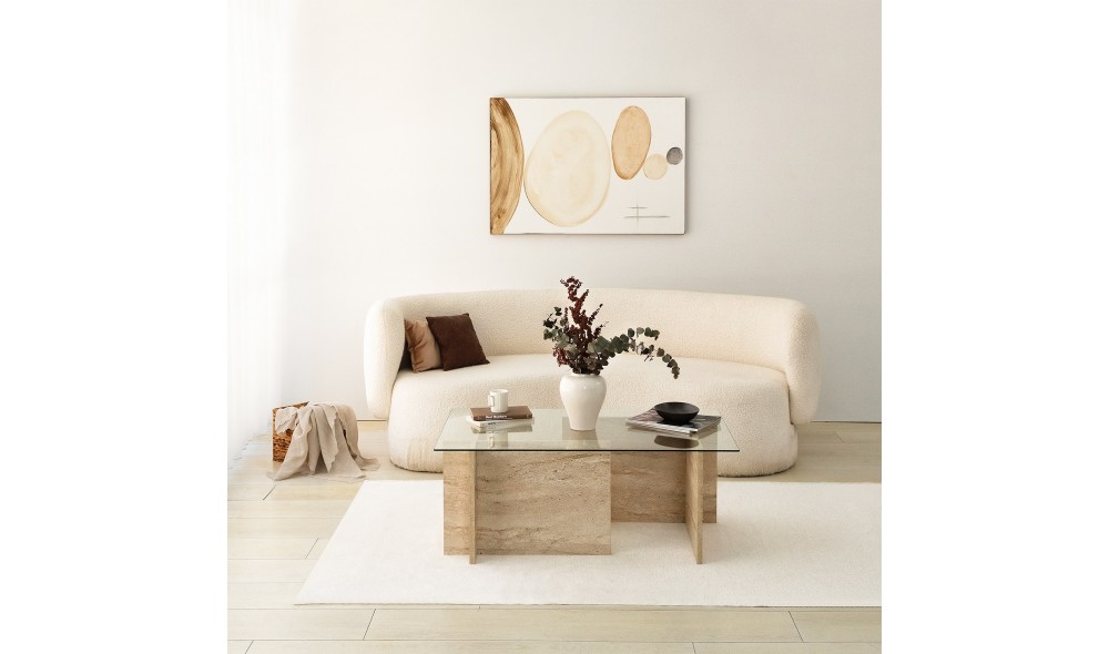 Masuta de cafea, New Escape, Travertin, 105 x 40 x 65 cm