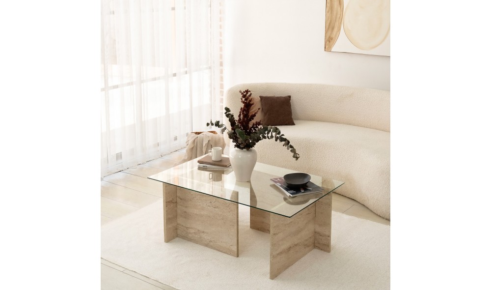 Masuta de cafea, New Escape, Travertin, 105 x 40 x 65 cm