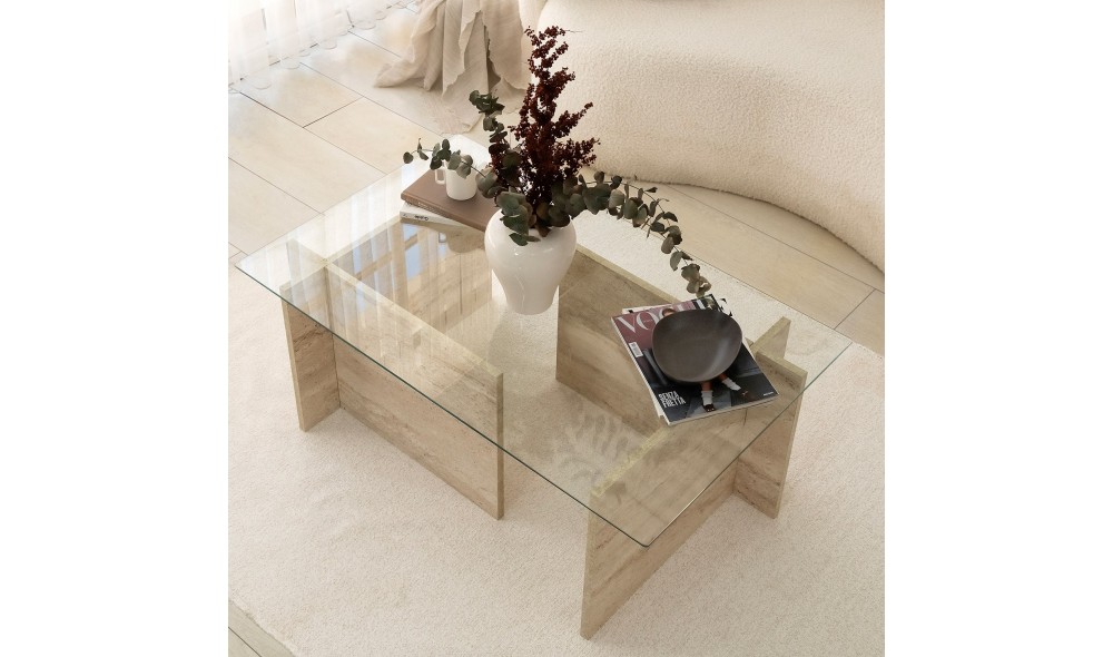 Masuta de cafea, New Escape, Travertin, 105 x 40 x 65 cm