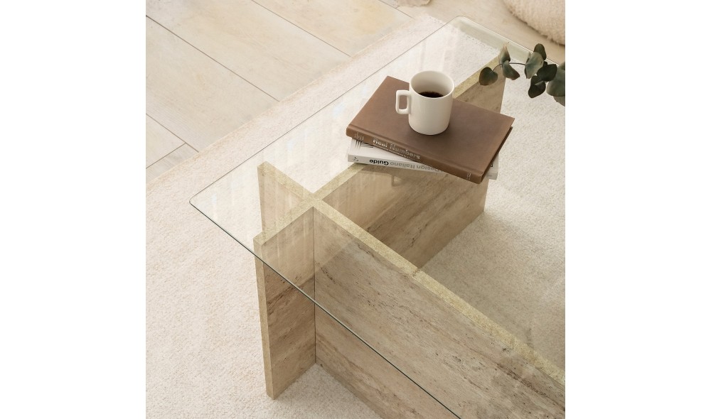 Masuta de cafea, New Escape, Travertin, 105 x 40 x 65 cm