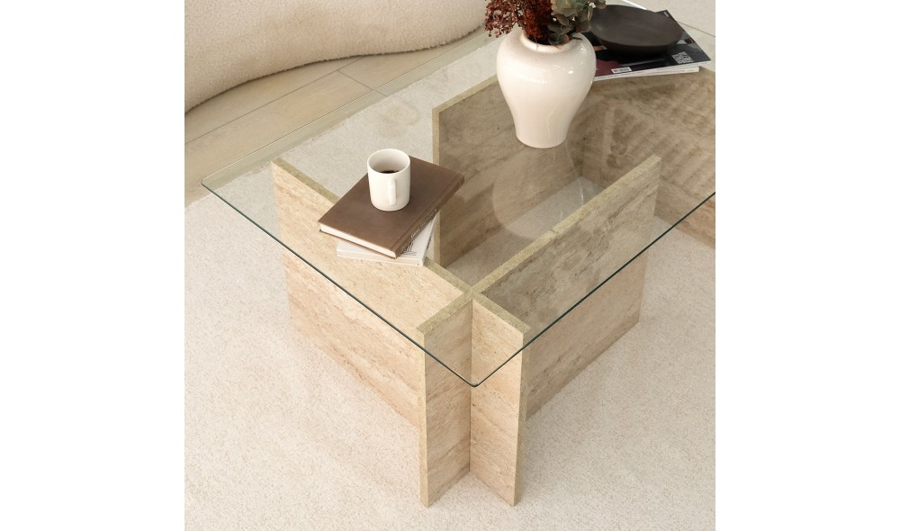 Masuta de cafea, New Escape, Travertin, 105 x 40 x 65 cm