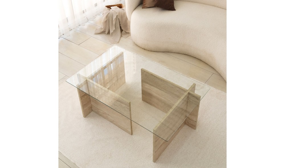 Masuta de cafea, New Escape, Travertin, 105 x 40 x 65 cm