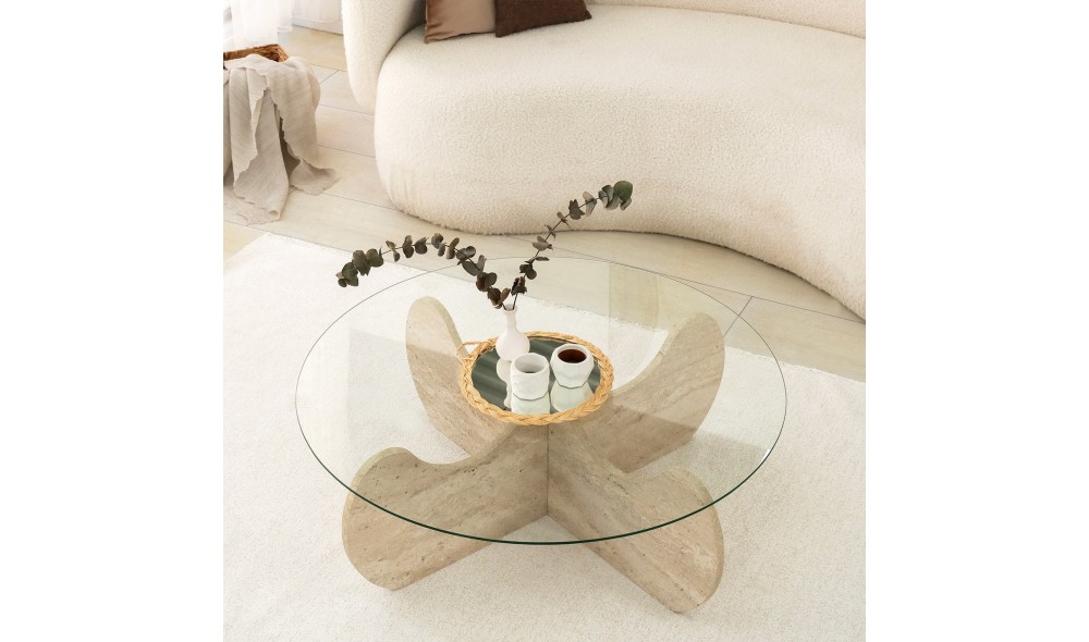 Masuta de cafea, Himalayas, Travertin, 90 x 30 x 90 cm