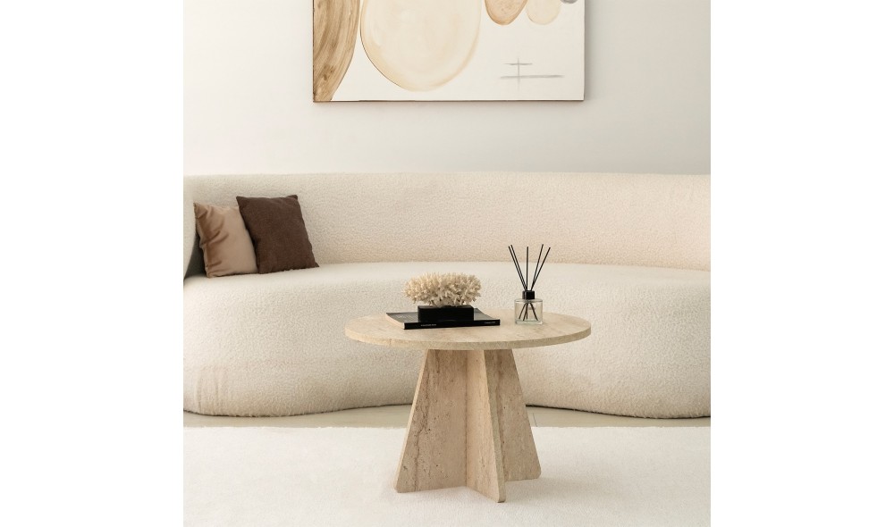 Masuta de cafea, Mushroom, Travertin, 60 x 40 x 60 cm