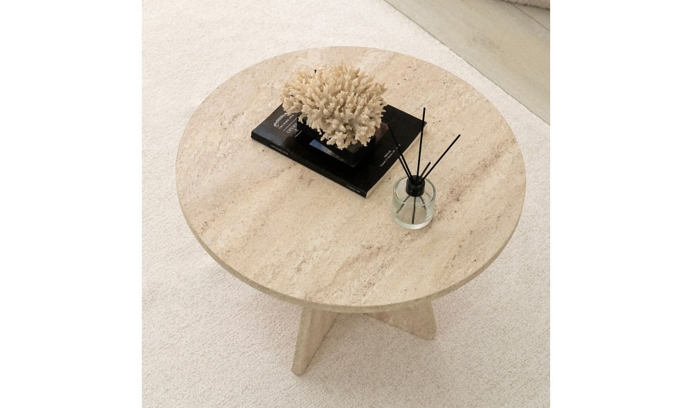 Masuta de cafea, Mushroom, Travertin, 60 x 40 x 60 cm