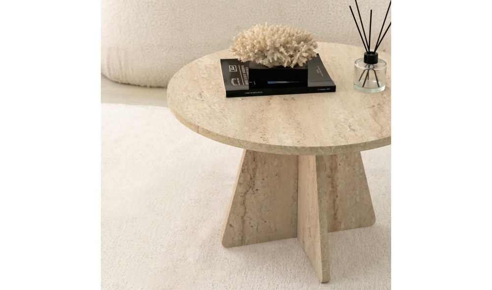 Masuta de cafea, Mushroom, Travertin, 60 x 40 x 60 cm