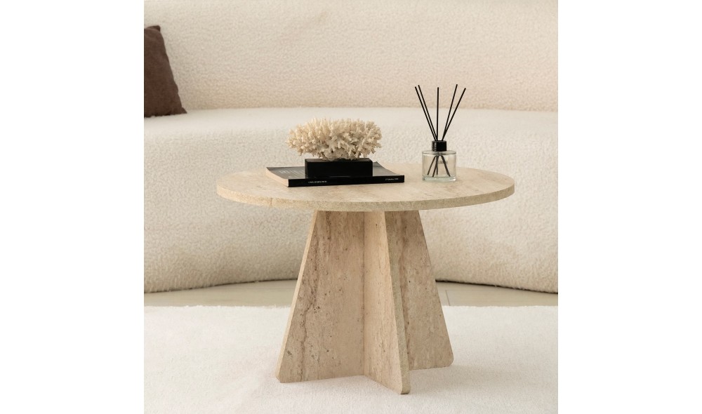 Masuta de cafea, Mushroom, Travertin, 60 x 40 x 60 cm