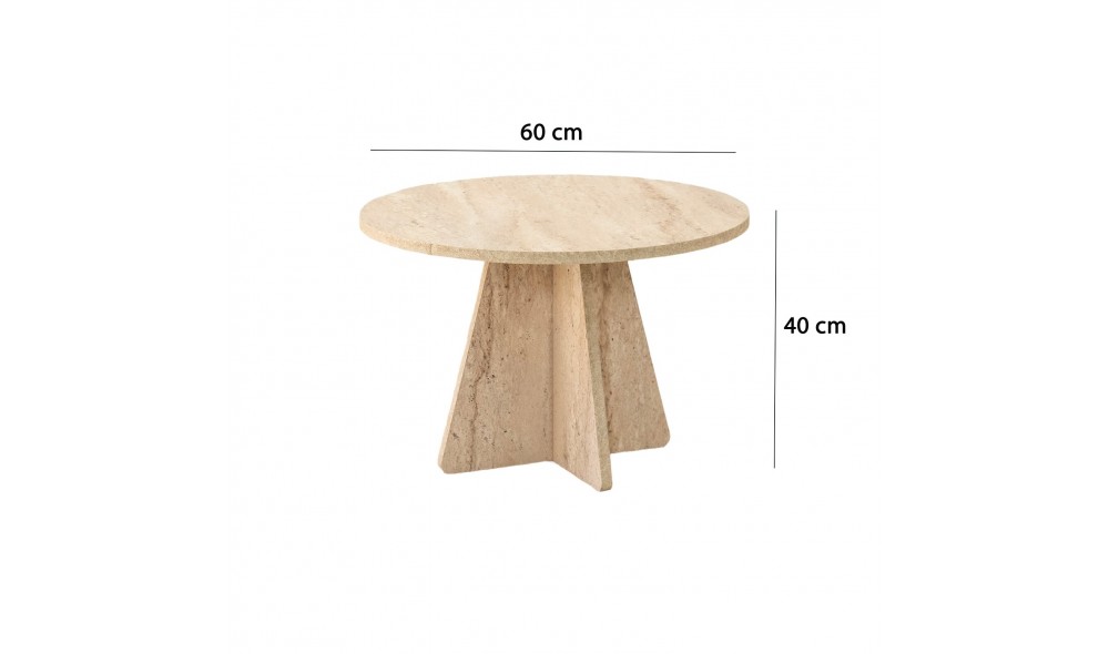 Masuta de cafea, Mushroom, Travertin, 60 x 40 x 60 cm