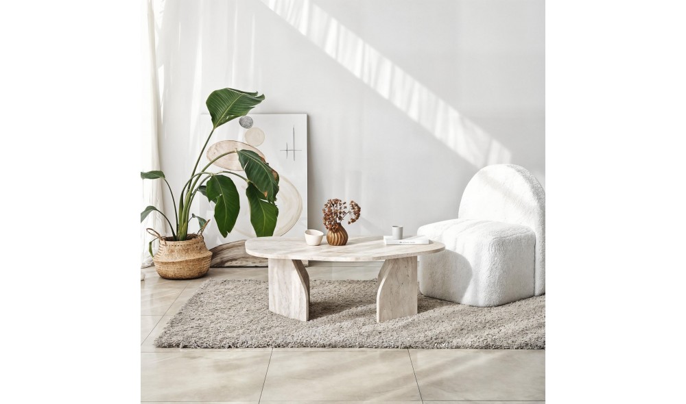 Masuta de cafea, Rock, Travertin, 105 x 35 x 65 cm